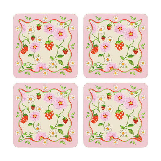 Cath Kidston Strawberry Set of 4 Cork Backed Coasters
