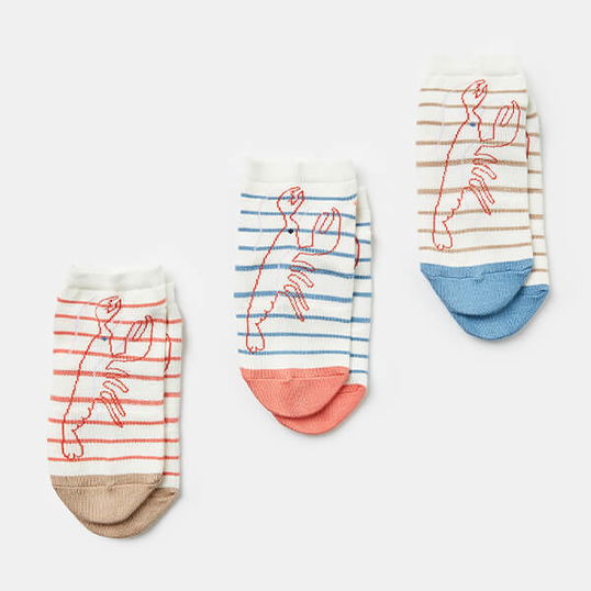 Joules Multi Stripe Rilla Sock Pack of 3 Size 4-8