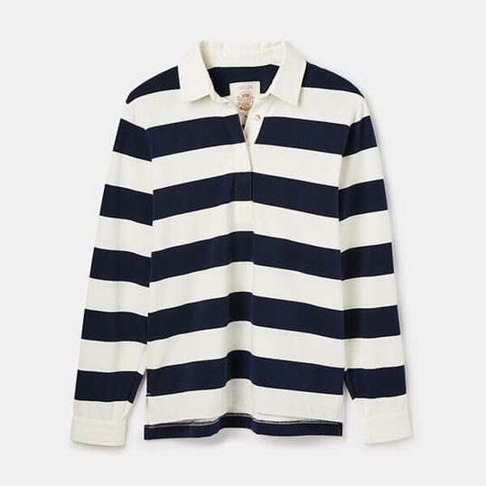 Joules Cream Navy Stripe Falmouth Rugby Shirt