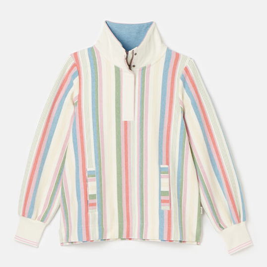 Joules Multi Stripe Burnham Quarter Zip Sweatshirt