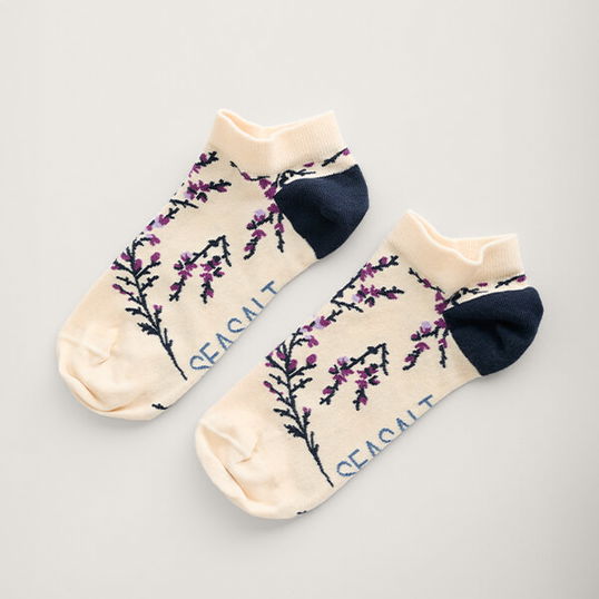 Seasalt Womens Arty Trainer Socks Heather Sketch Chalk Size 4-7