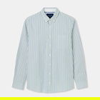 Joules Mens Blue Green Stripe Long Sleeve Oxford Shirt