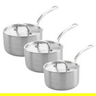 Samuel Groves Classic Non-Stick Stainless Steel Triply 3 Piece Saucepan Set