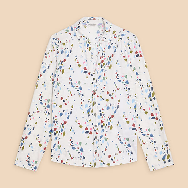 White Stuff Annie Jersey Shirt White Print