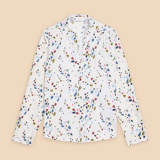 White Stuff Annie Jersey Shirt White Print