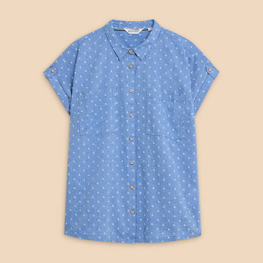 White Stuff Ellie Organic Cotton Shirt Blue Multi