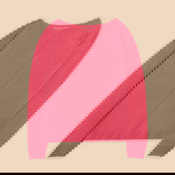 White Stuff Linen Crew Jumper Bright Pink