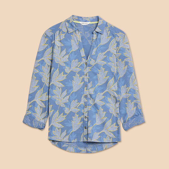 White Stuff Annie Jersey Shirt Blue Multi