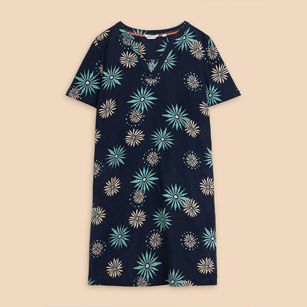 White Stuff Lydia Shift Dress Navy Print