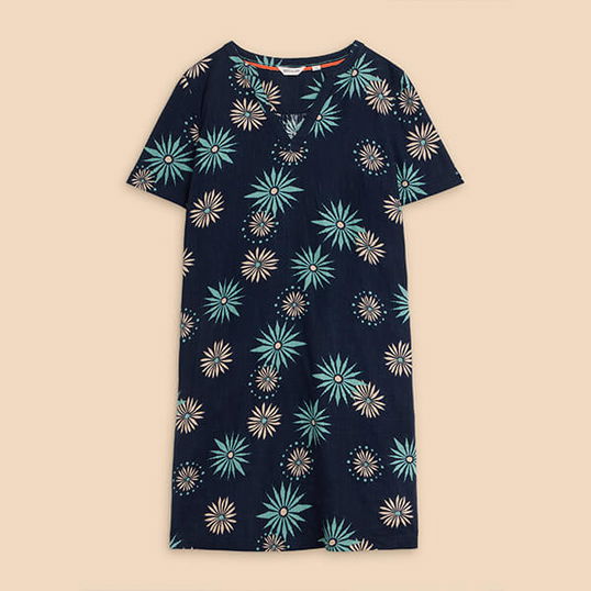 White Stuff Lydia Shift Dress Navy Print