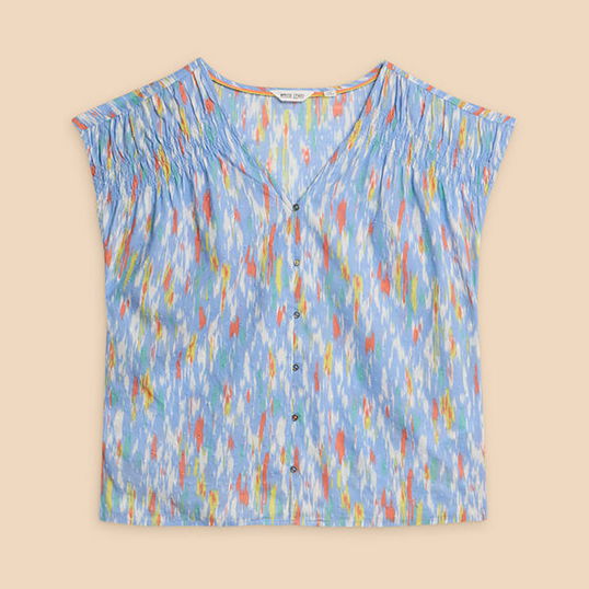 White Stuff Rae Organic Cotton Vest Blue Print
