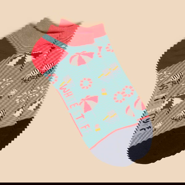 White Stuff Beach Day Trainer Sock Blue Multi