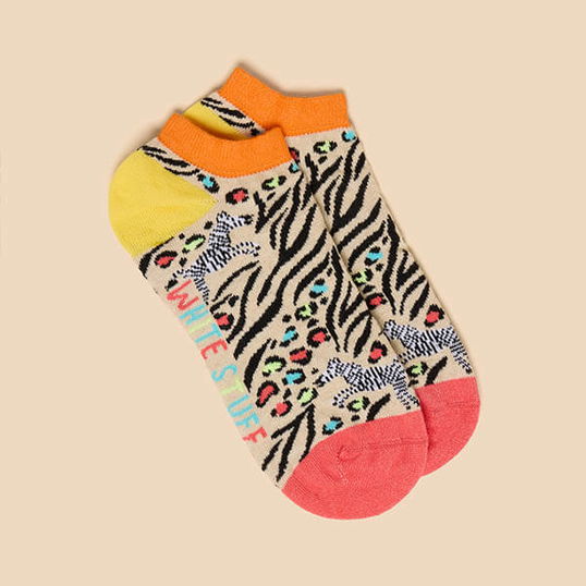 White Stuff Zebra Trainer Sock Natural Multi