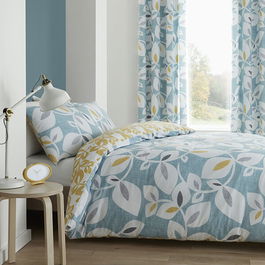 Catherine Lansfield Inga Leaf Single Duvet Set Teal