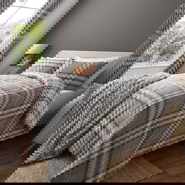 Catherine Lansfield Kelso Single Duvet Set Charcoal