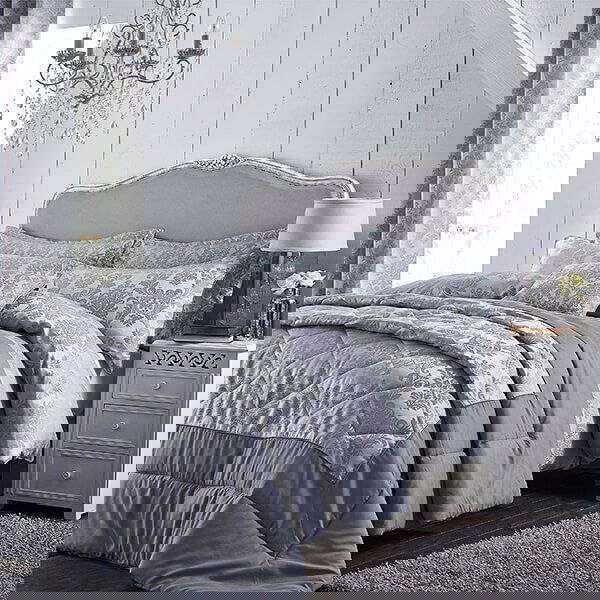 Catherine Lansfield Damask Jacquard Double Duvet Set Jacquard Silver
