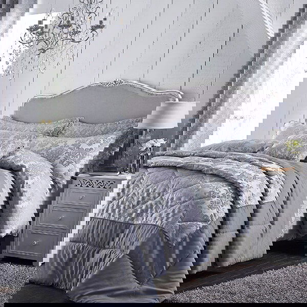 Catherine Lansfield Damask Jacquard Single Duvet Set Jacquard Silver