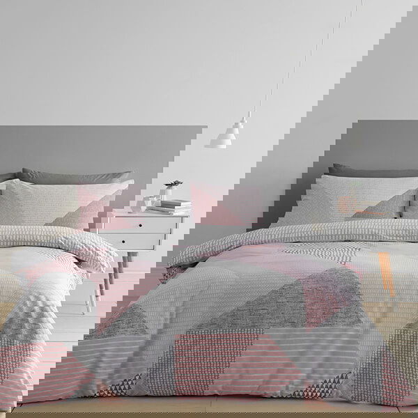 Catherine Lansfield Larsson Geo King Duvet Set Pink