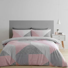 Catherine Lansfield Larsson Geo Single Duvet Set Pink