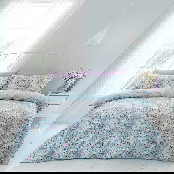 Catherine Lansfield Daisy Meadow Double Duvet Set Duck Egg