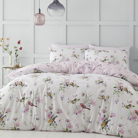 Catherine Lansfield Songbird Double Duvet Set Pink