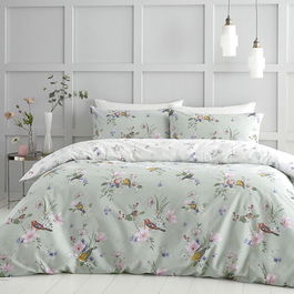 Catherine Lansfield Songbird Double Duvet Set Sage