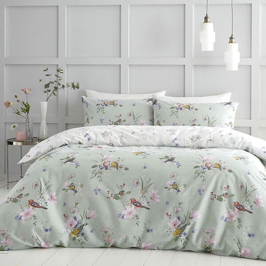 Catherine Lansfield Songbird King Duvet Set Sage