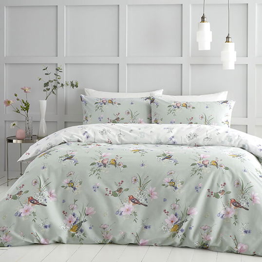 Catherine Lansfield Songbird Single Duvet Set Sage