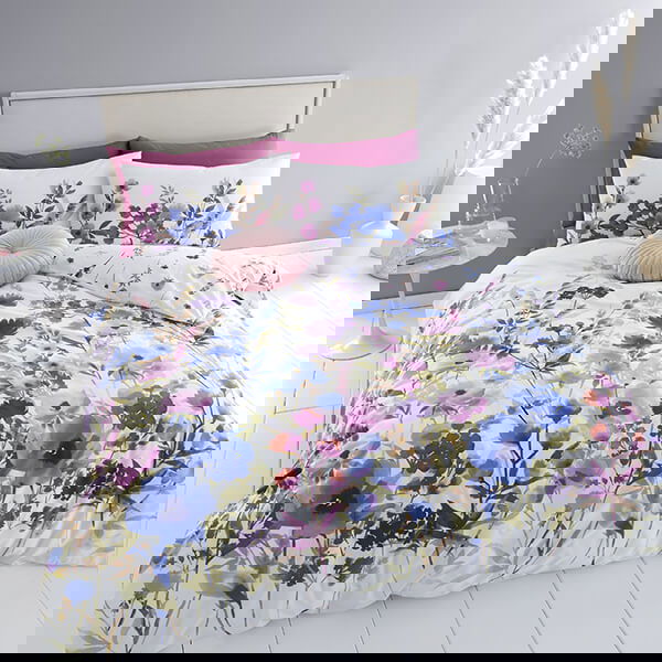 Catherine Lansfield Countryside Floral Single Duvet Set Pink Blue