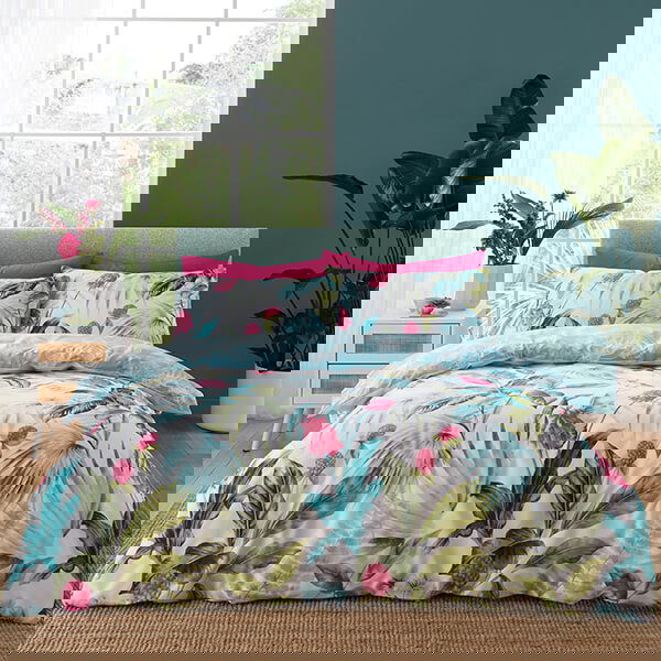 Catherine Lansfield Aruba Tropical Floral King Duvet Set Green