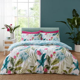 Catherine Lansfield Aruba Tropical Floral King Duvet Set Green