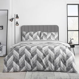 Catherine Lansfield Kamari Stripe Double Duvet Set Grey