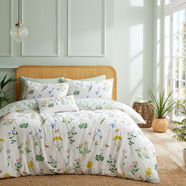 RHS Botanical Cottage Garden Single Duvet Set White