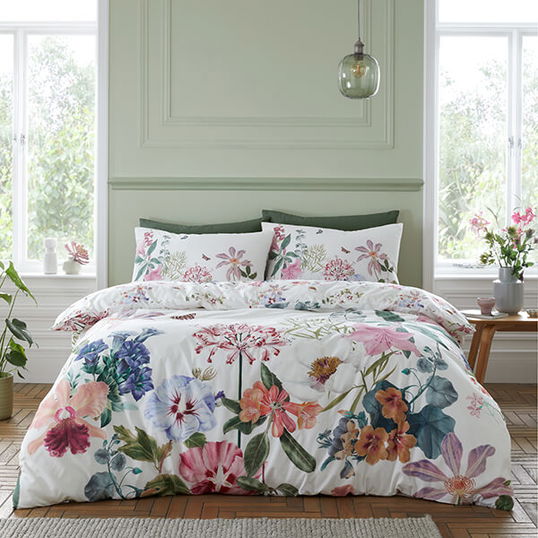 RHS Exotic Garden Single Duvet Set White