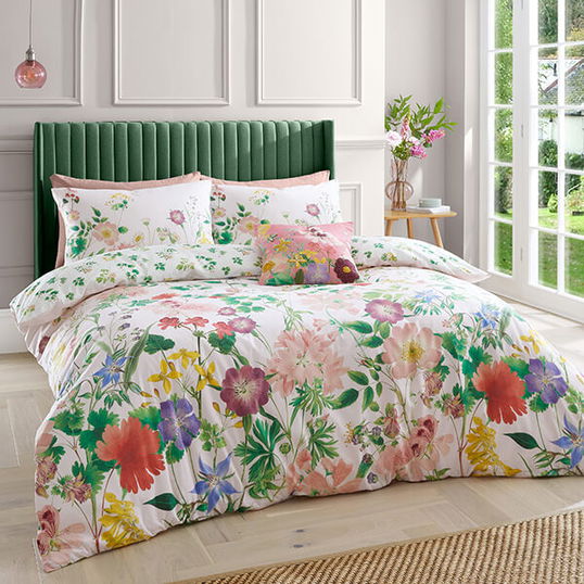 RHS Cottage Meadow Single Duvet Set Pink