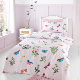 RHS Childrens Butterfly Garden Single Duvet Set Pink