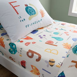 RHS Childrens Woodland Alphabet Single Fitted Sheet Natural