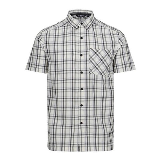 Regatta Mens Mindano VIII Check Short Sleeve Shirt Agave Grey Ash