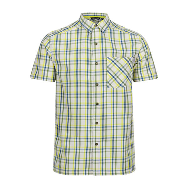 Regatta Mens Mindano VIII Check Short Sleeve Shirt Piquant Green Blue