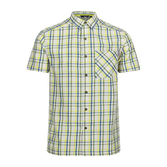 Regatta Mens Mindano VIII Check Short Sleeve Shirt Piquant Green Blue