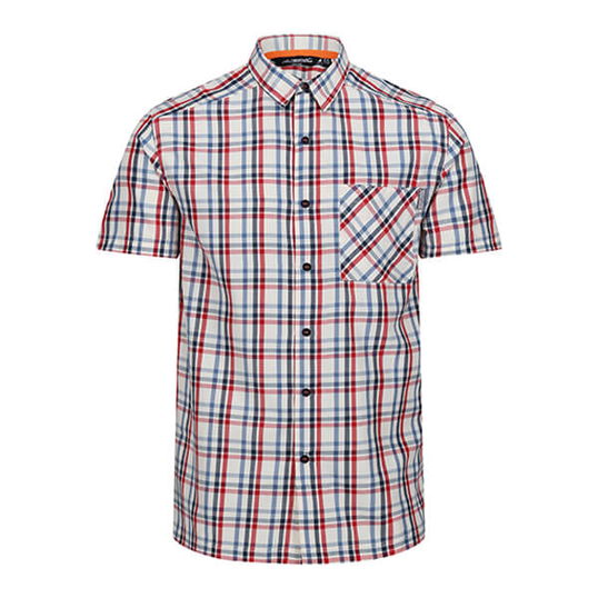 Regatta Mens Mindano VIII Check Short Sleeve Shirt Red Blue