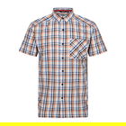Regatta Mens Mindano VIII Check Short Sleeve Shirt Royal Blue Persimmon