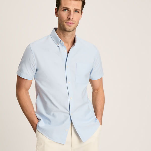 Joules Mens Blue Oxford Classic Fit Short Sleeve Shirt