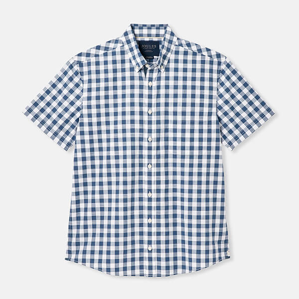 Joules Mens Blue Gingham Wilson Short Sleeve Shirt