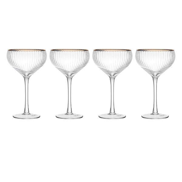 Mikasa Sorrento Ridged Crystal Set of 4 350ml Coupe Glasses