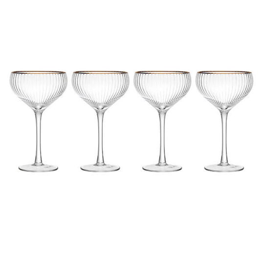 Mikasa Sorrento Ridged Crystal Set of 4 350ml Coupe Glasses