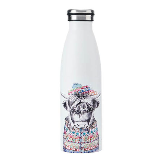 Mikasa Tipperleyhill Highland Cow Double-Walled 500ml Stainless Steel Water Bottle