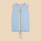 White Stuff Tulip Jersey Sleeveless Shirt Blue Multi