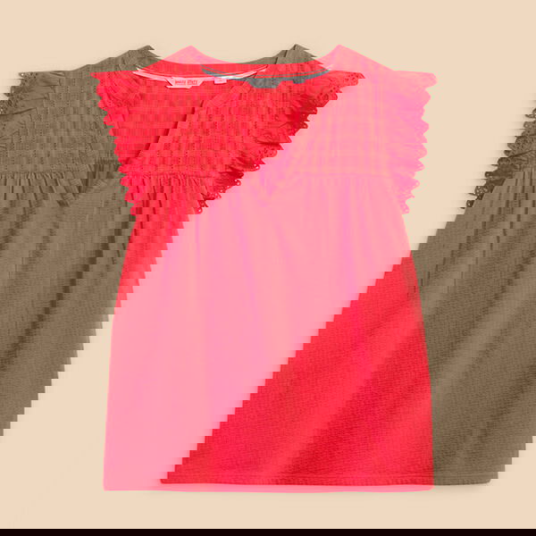 White Stuff Tessa Woven Frill Top Bright Orange