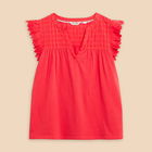 White Stuff Tessa Woven Frill Top Bright Orange